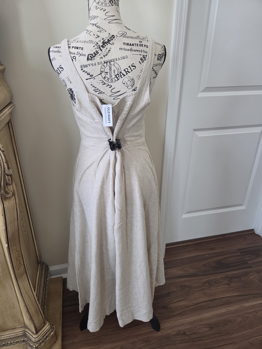 Old Navy Natural Linen-Blend Midi Dress - Picture 3 of 5